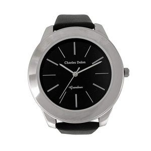Charles Delon Casual Style Black/Silver Watch